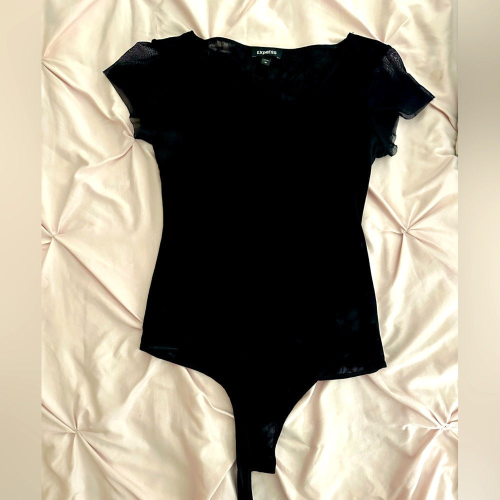 Express - Sheer Black Thong Bodysuit - Size Medium